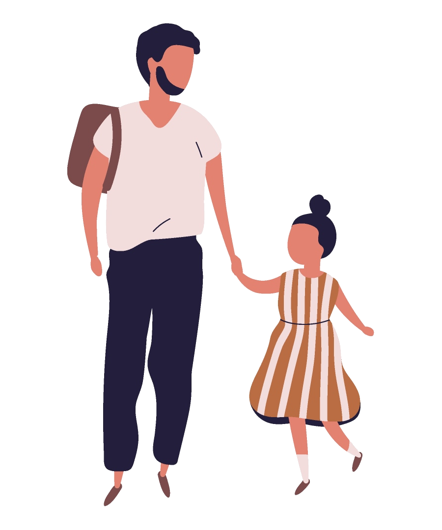 Un père et sa fille se tenant la main - dessin